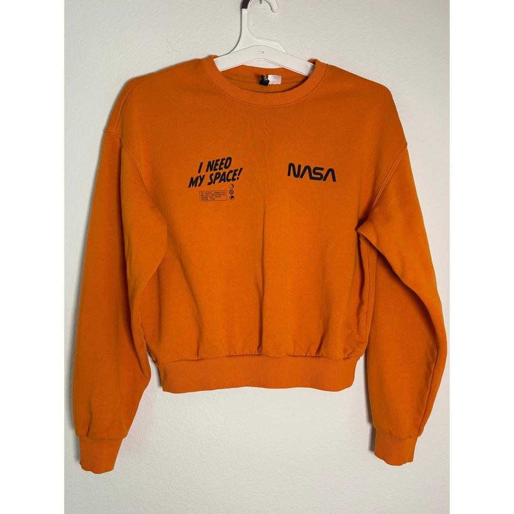 H&M Divided NASA Orange I Need My Space Graphic Sweatshirt Womens Small Pullover